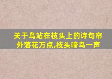 关于鸟站在枝头上的诗句帘外落花万点,枝头啼鸟一声