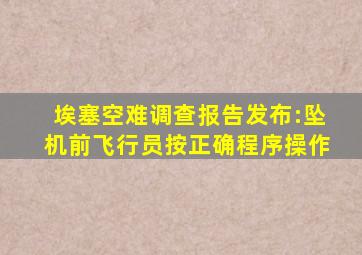 埃塞空难调查报告发布:坠机前飞行员按正确程序操作