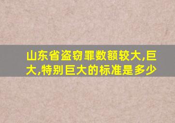 山东省盗窃罪数额较大,巨大,特别巨大的标准是多少