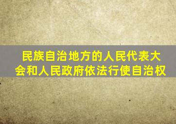 民族自治地方的人民代表大会和人民政府依法行使自治权